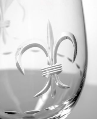 Fleur De Lis Stemless Wine Tumbler 17oz - Set of 4 Glasses