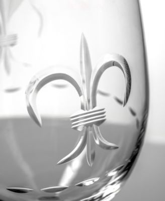Fleur De Lis White Wine Glass 12oz - Set of 4 Glasses