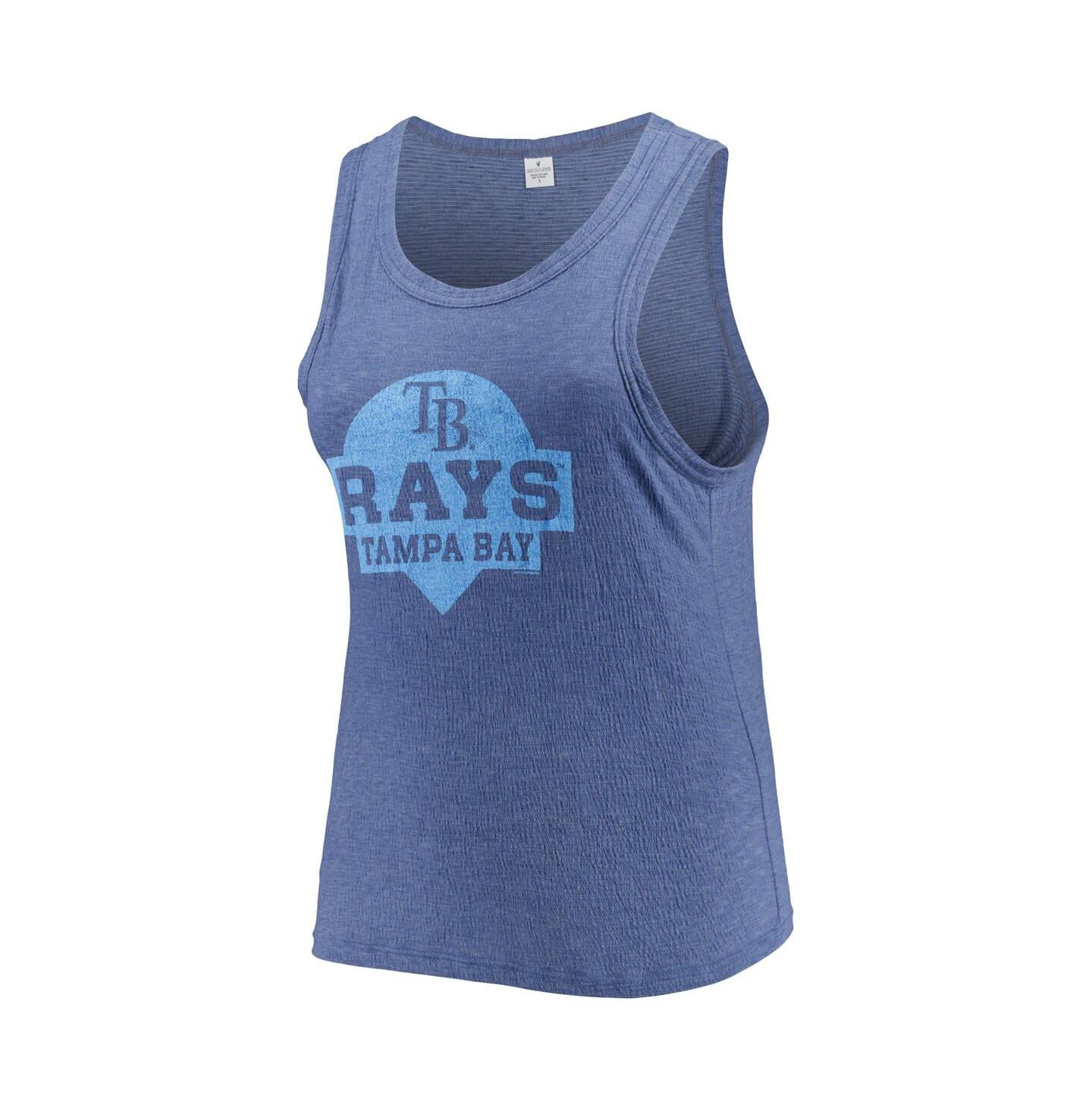 Женский топ Soft As A Grape Navy Tampa Bay Rays Plus Size High Neck Tri-Blend — фото 2