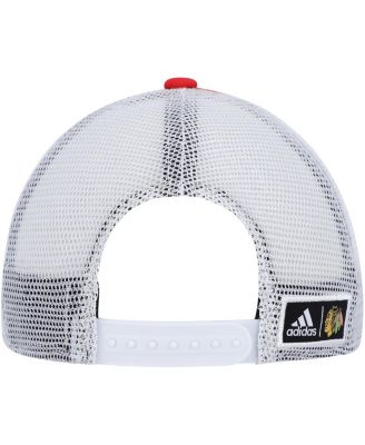 Men's Red, White Chicago Blackhawks Team Plate Trucker Snapback Hat