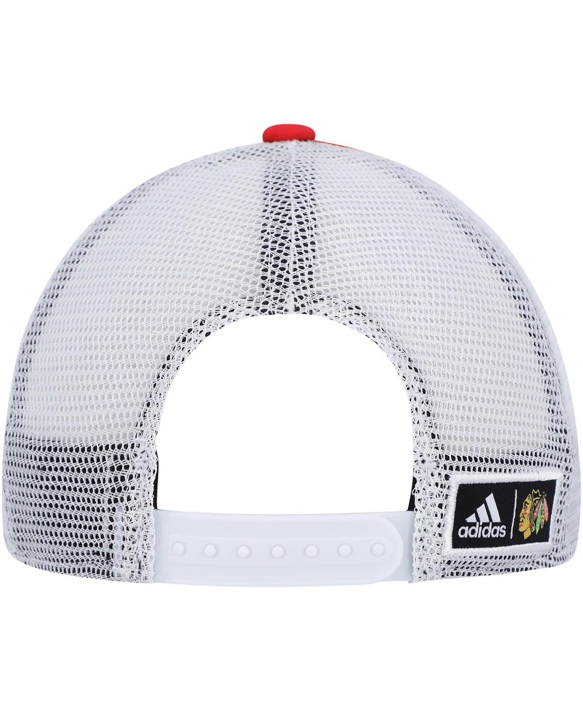 Men's adidas White Chicago Blackhawks Team Plate Trucker Snapback Hat - White