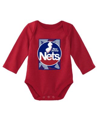 Newborn and Infant Boys and Girls Blue, Red New Jersey Nets 3-Piece Hardwood Classics Bodysuits and Cuffed Knit Hat Set