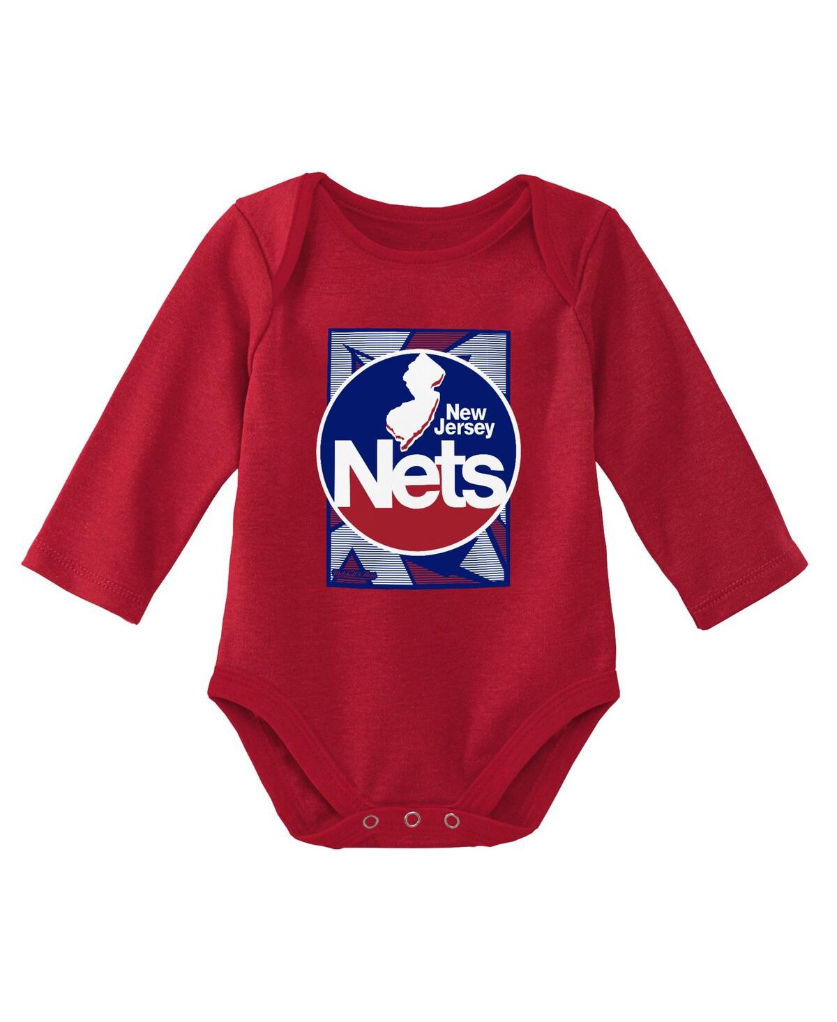 Shop Mitchell & Ness Newborn And Infant Boys And Girls  Blue, Red New Jersey Nets 3-piece Hardwood Classic In Blue,red