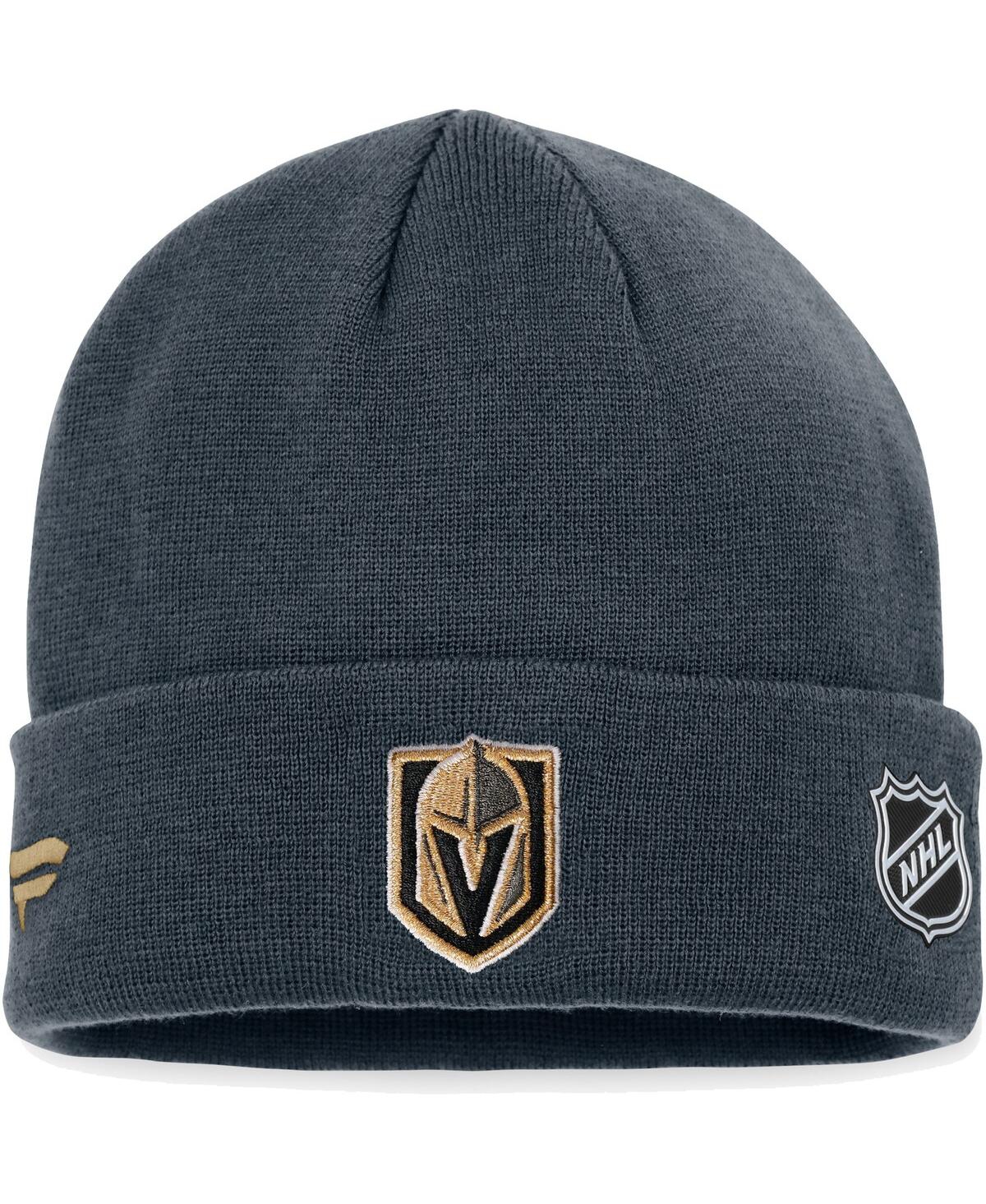 Shop Fanatics Men's  Black Vegas Golden Knights Authentic Pro Rink Cuffed Knit Hat