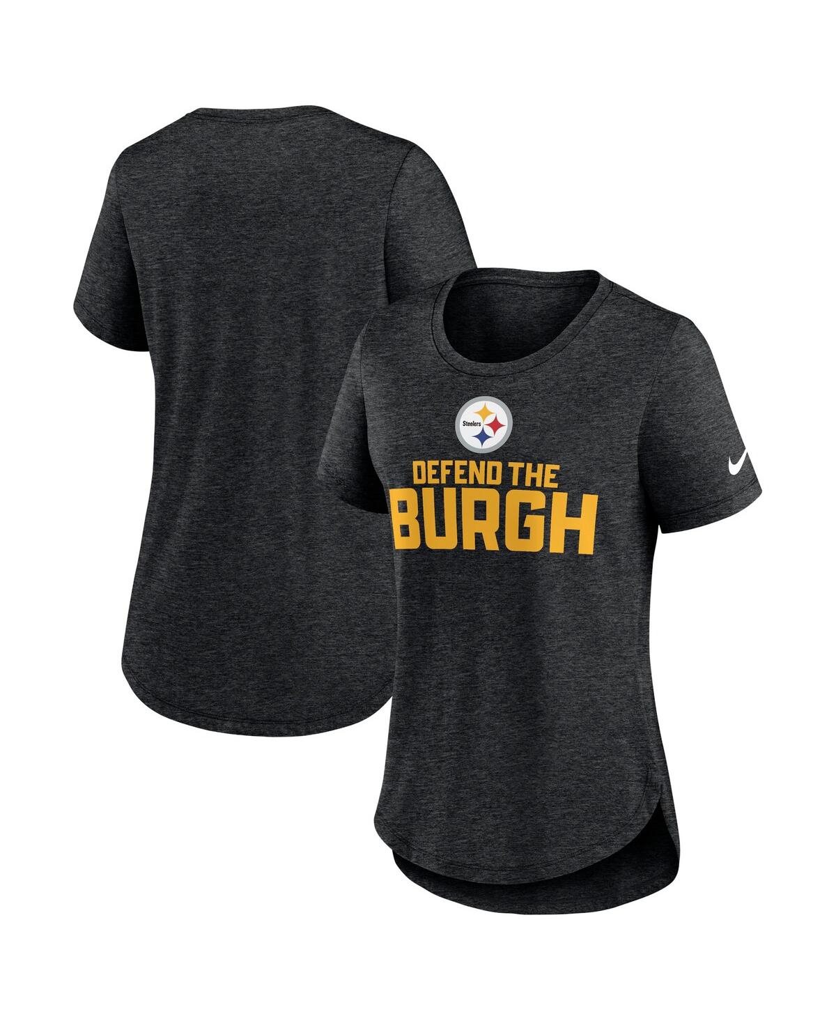 Nike Women's  Heather Black Pittsburgh Steelers Local Fashion Tri-blend T-shirt In Heather Black