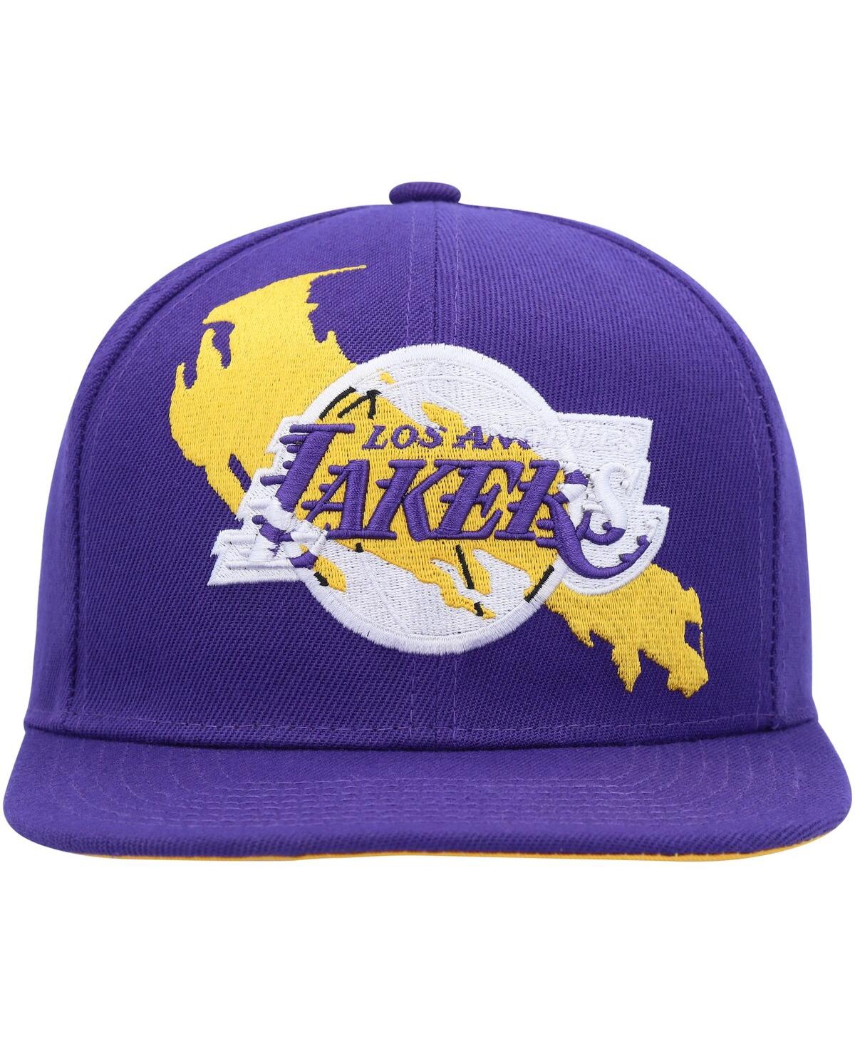 Shop Mitchell & Ness Men's  Purple Los Angeles Lakers Paint By Numbers Snapback Hat
