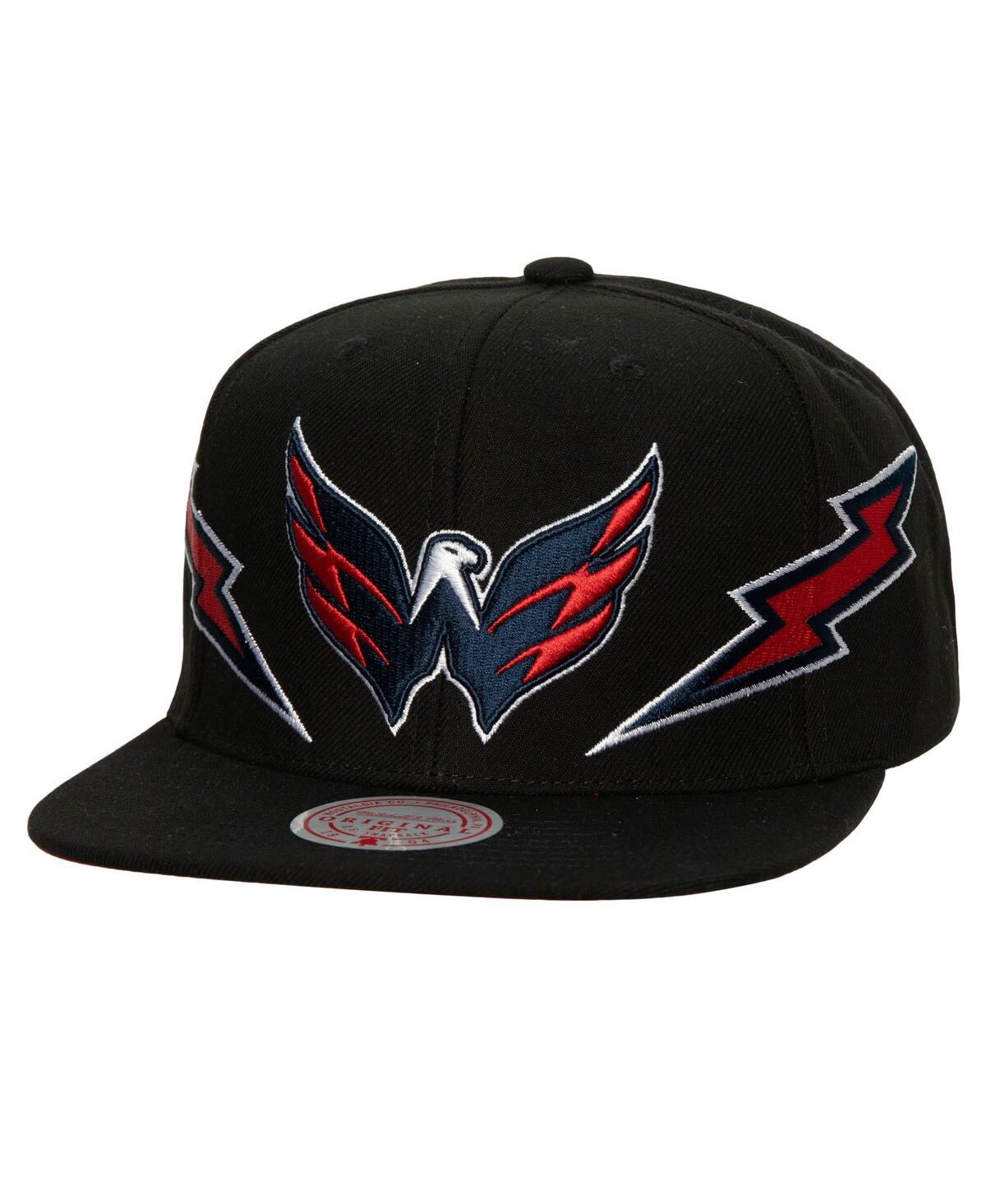 Mitchell & Ness Men's  Black Washington Capitals Double Trouble Lightning Snapback Hat