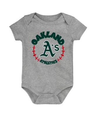 Infant Boys and Girls Gold, White, Heather Gray Oakland Athletics Biggest Little Fan 3-Pack Bodysuit Set