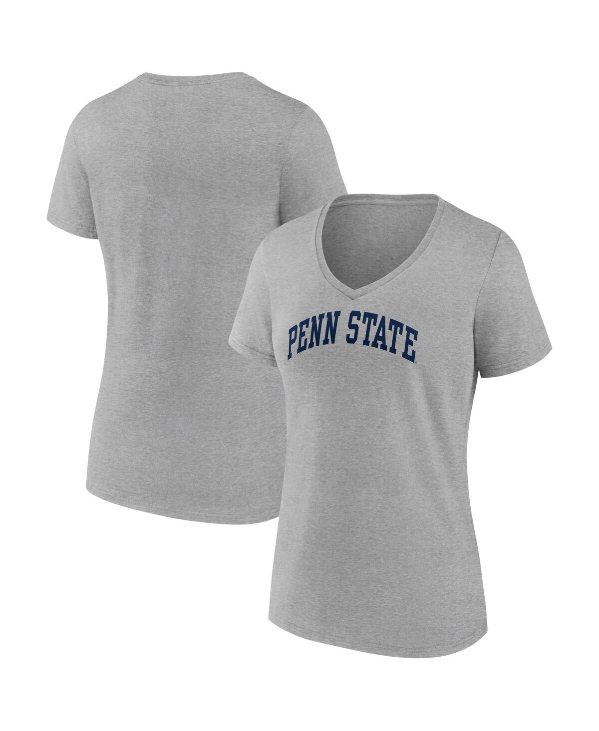Women's FanaticsPenn State Nittany Lions Basic Arch V-Neck T-shirt - Heather Gray