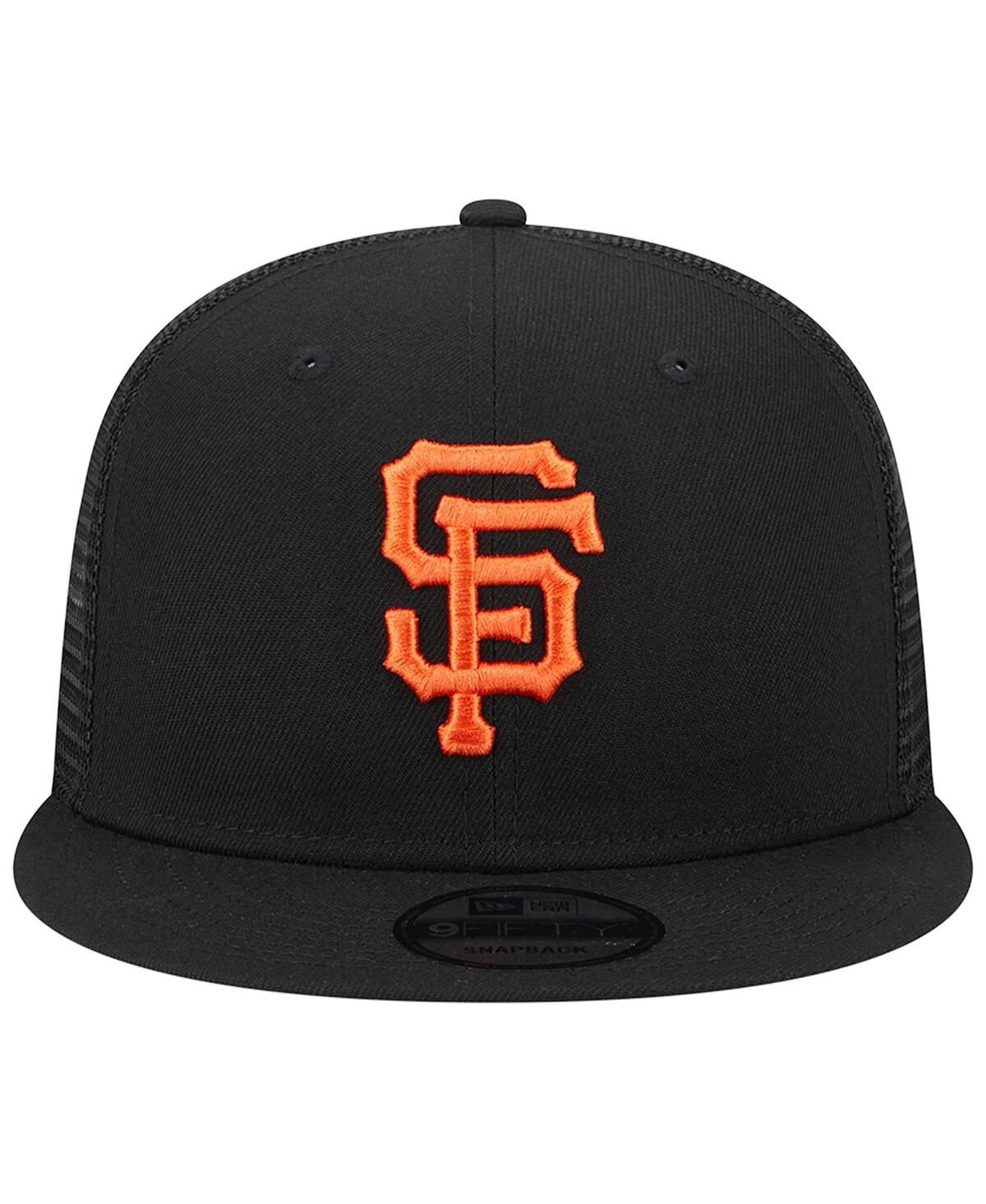 NEW ERA MEN'S NEW ERA BLACK SAN FRANCISCO GIANTS TEAM COLOR TRUCKER 9FIFTY SNAPBACK HAT 