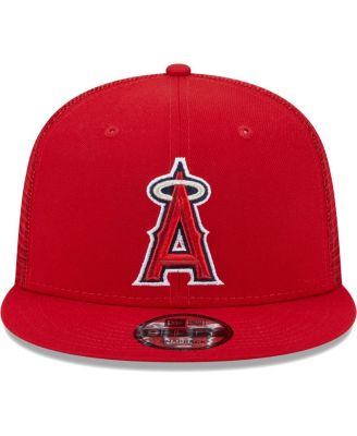 Men's Red Los Angeles Angels Team Color Trucker 9FIFTY Snapback Hat