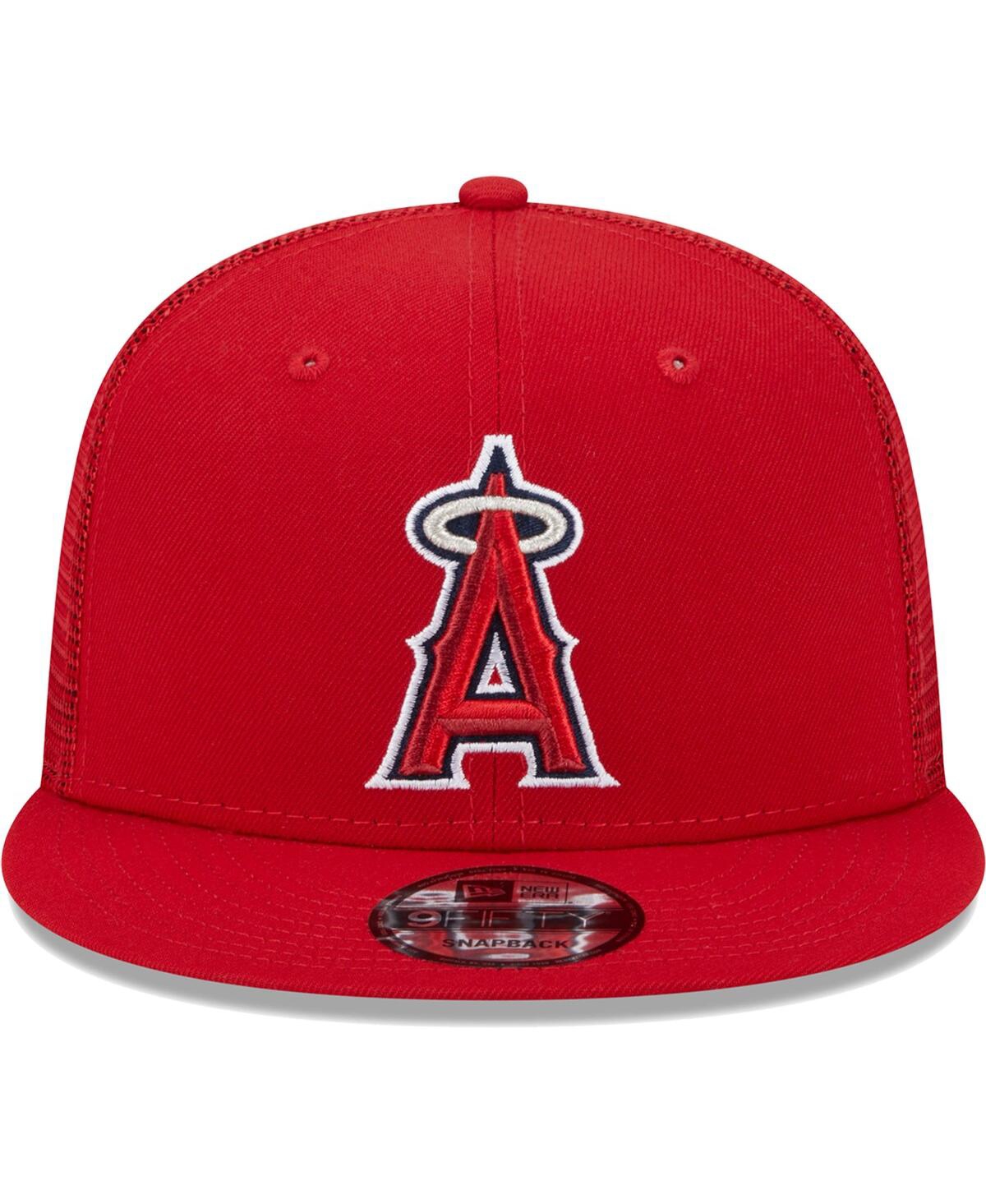 Men's New EraLos Angeles Angels Team Color Trucker 9FIFTY Snapback Hat - Red