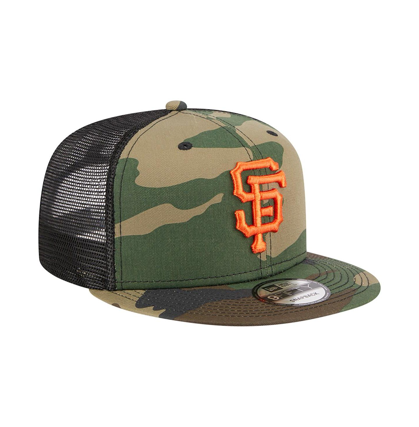Мужская кепка New Era Camo San Francisco Giants Woodland Camo Trucker 9FIFTY Snapback Hat — фото 4