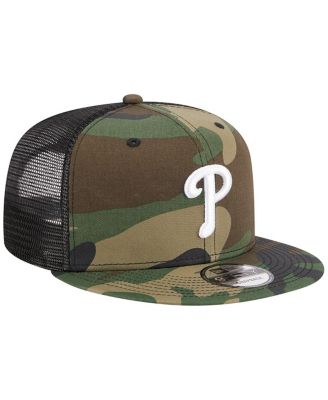 Men's Camo Philadelphia Phillies Woodland Camo Trucker 9FIFTY Snapback Hat