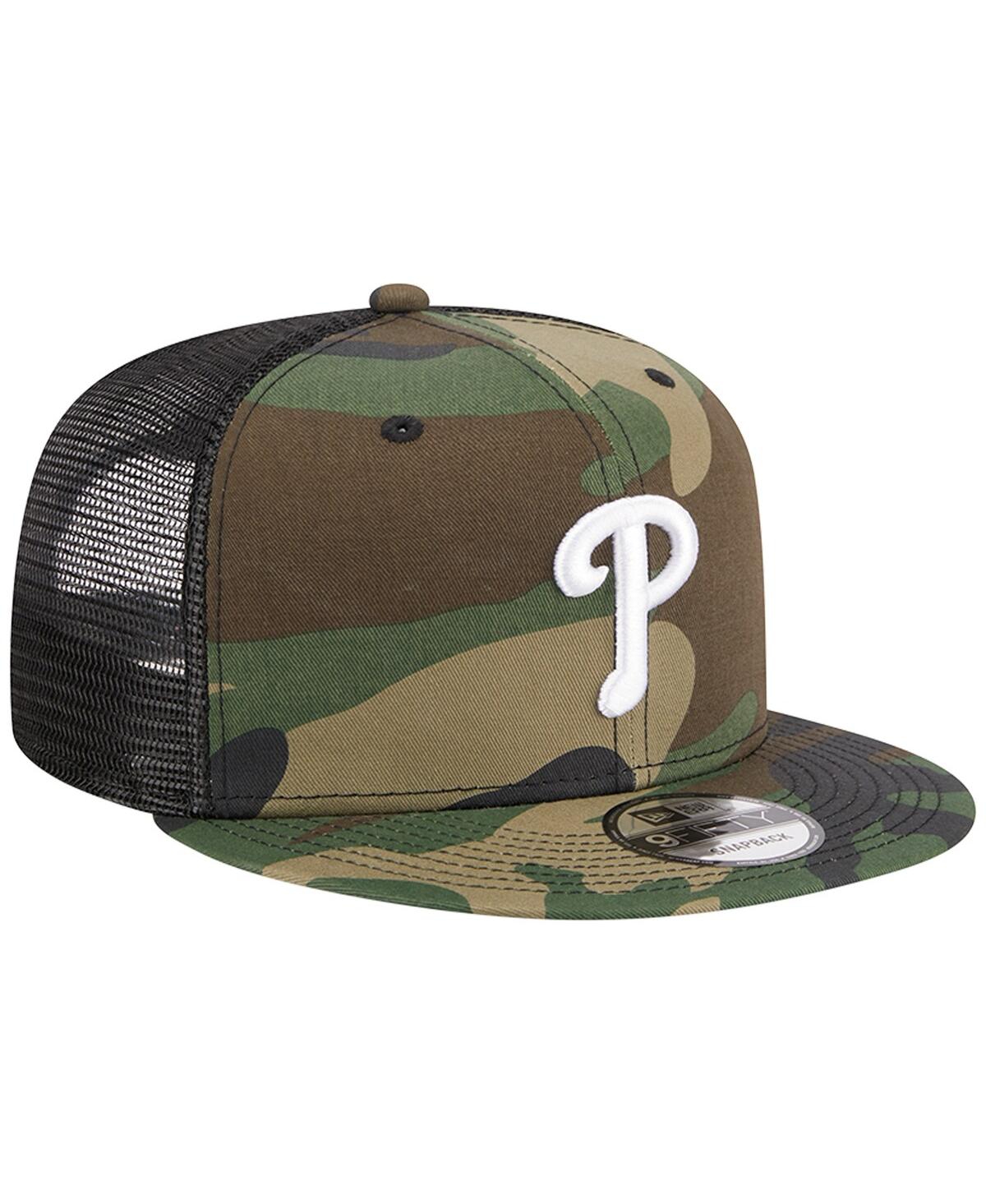 Men's New EraPhiladelphia Phillies WoodlandTrucker 9FIFTY Snapback Hat - Camo