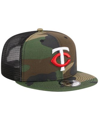 Men's Camo Minnesota Twins Woodland Camo Trucker 9FIFTY Snapback Hat