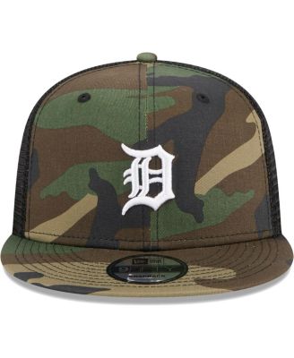 Men's Camo Detroit Tigers Woodland Camo Trucker 9FIFTY Snapback Hat