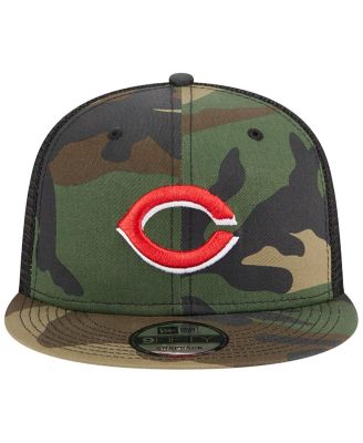 Men's Camo Cincinnati Reds Woodland Camo Trucker 9FIFTY Snapback Hat