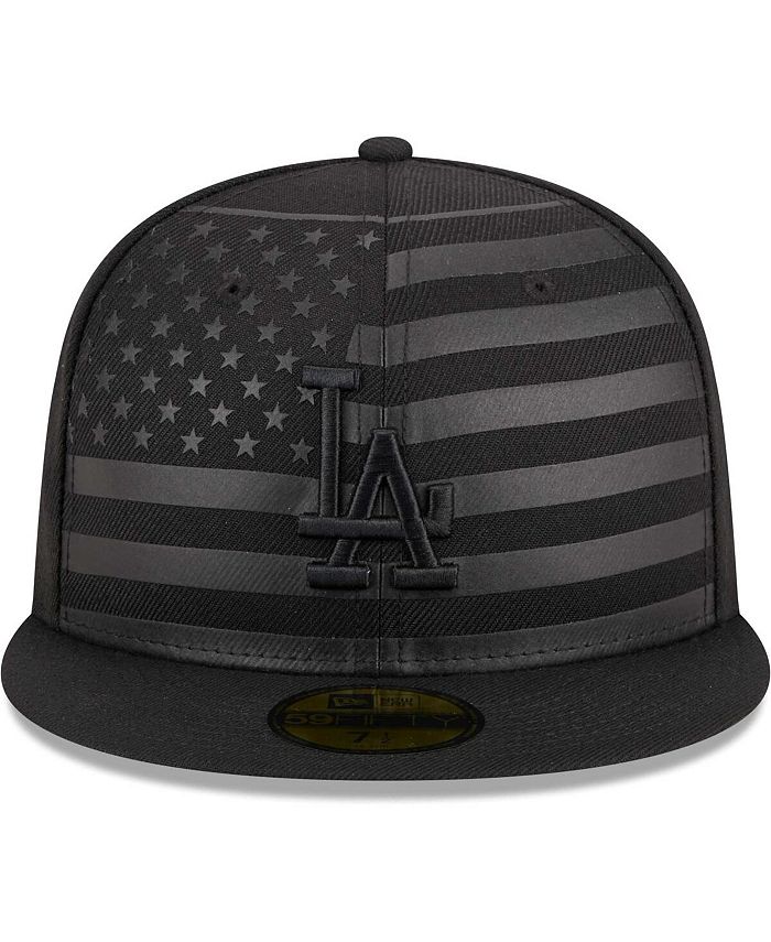 New Era Men's Black Los Angeles Dodgers Tonal Flag 59FIFTY Fitted Hat