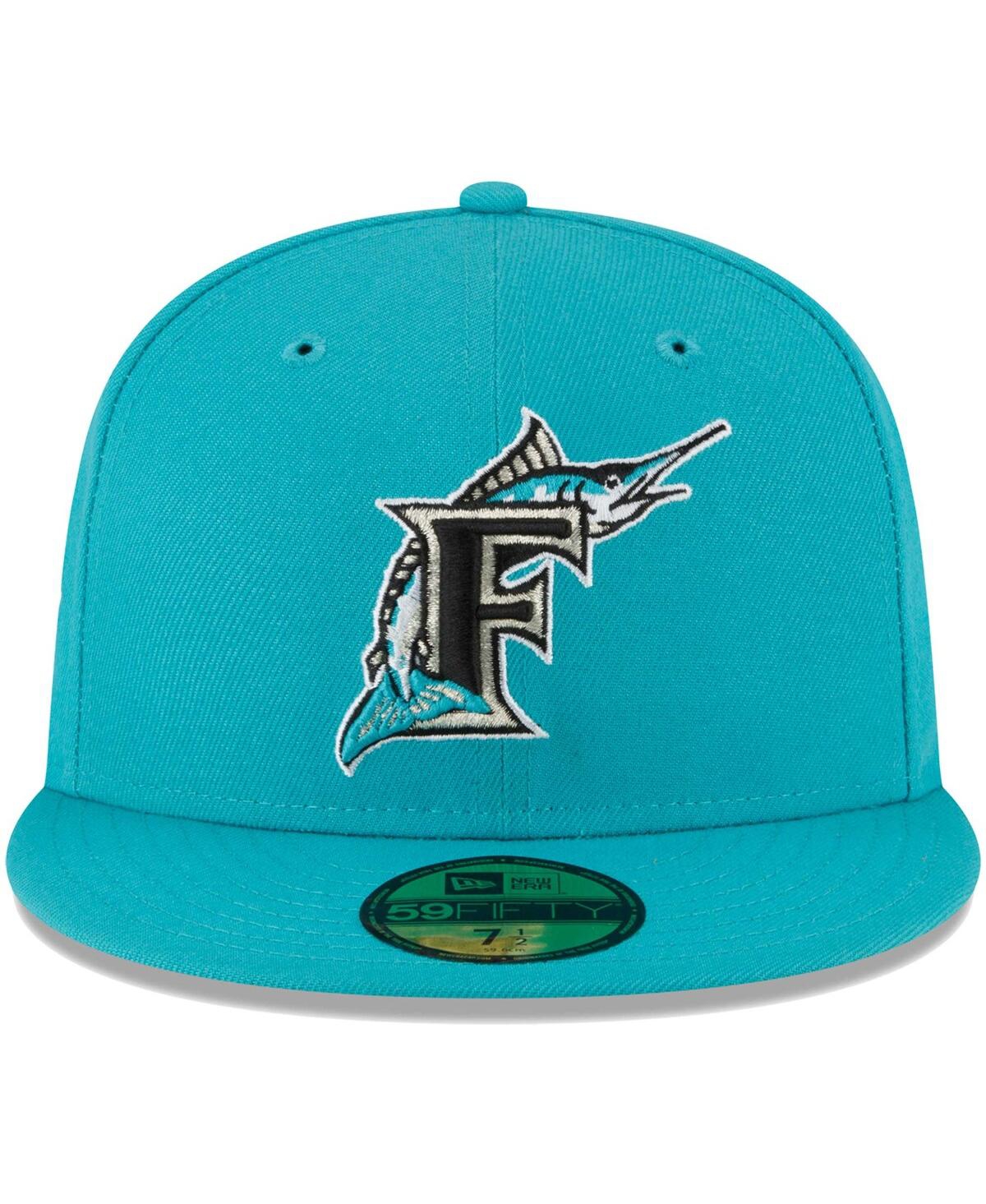 Shop New Era Men's  Teal Florida Marlins Cooperstown Collection Turn Back The Clock 59fifty Fitted Hat