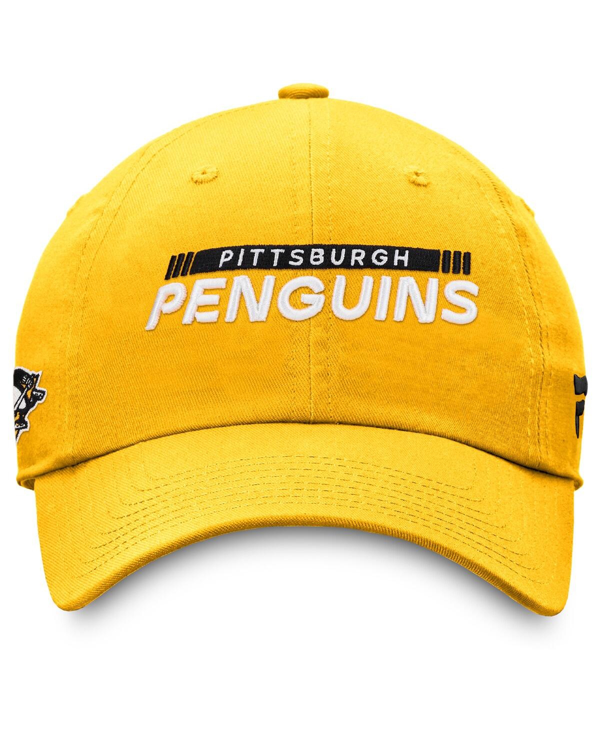 Shop Fanatics Men's  Gold Pittsburgh Penguins Authentic Pro Rink Adjustable Hat