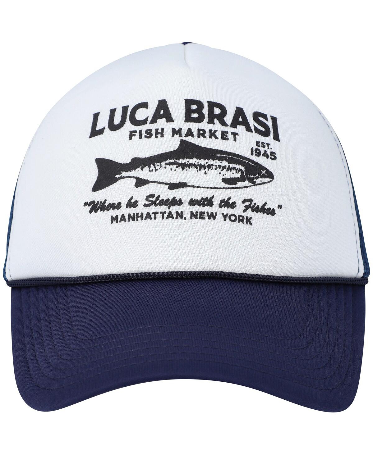 Shop Contenders Clothing Men's And Women's  White, Navy The Godfather Luca Brasi Fish Market Snapback Hat In White,navy