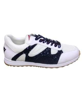 Women's White New England Patriots Glitter Sneakers