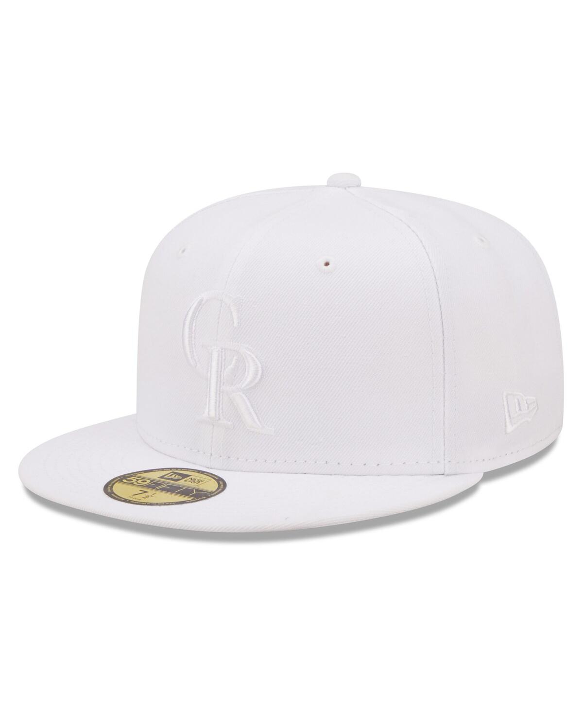 Shop New Era Men's  Colorado Rockies White On White 59fifty Fitted Hat
