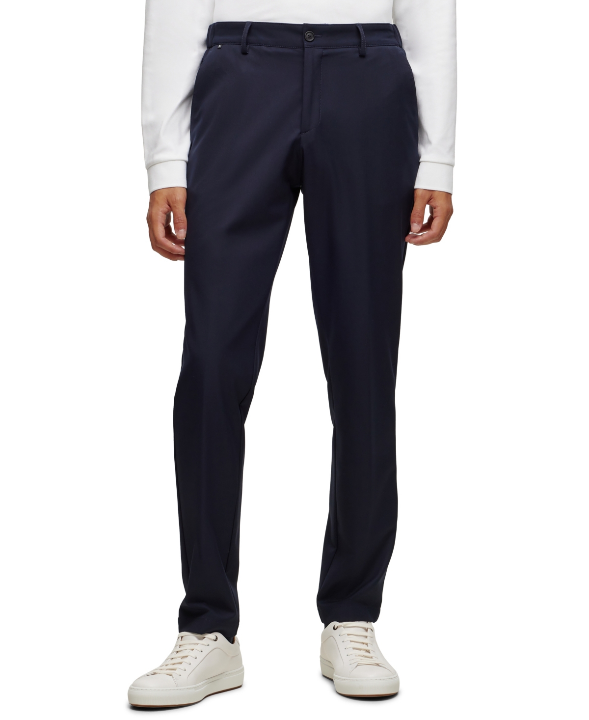 Shop Hugo Boss Boss By  Men's Performance-stretch Slim-fit Trousers In Dark Blue