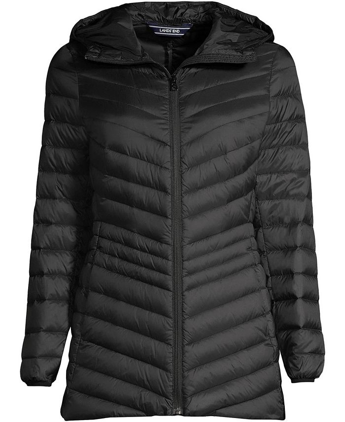 Lands' End Women's Ultralight Packable Hooded Long Down Jacket Macy's