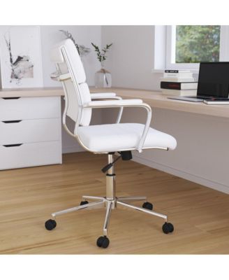 Mcentyre Ergonomic Swivel Office Chair Panel Style Mid-Back Computer Desk Chair With Padded Metal Arms & Base