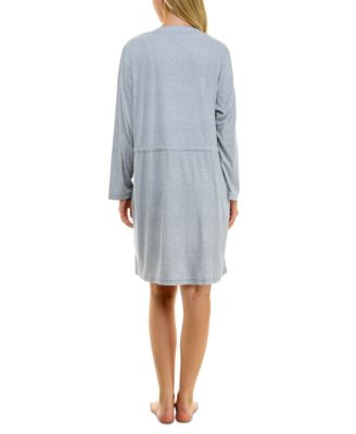 Steve Madden Damen Ribbed Long-sleeve Schlaf-T-Shirt – Bequemes Nachthemd Aus Viskose/Spandex
