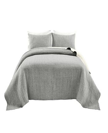 Lush Decor Farmhouse - Coperta Kantha Pick Stitch in cotone tinto in filo, 152,4 x 127 cm, colore: Blu