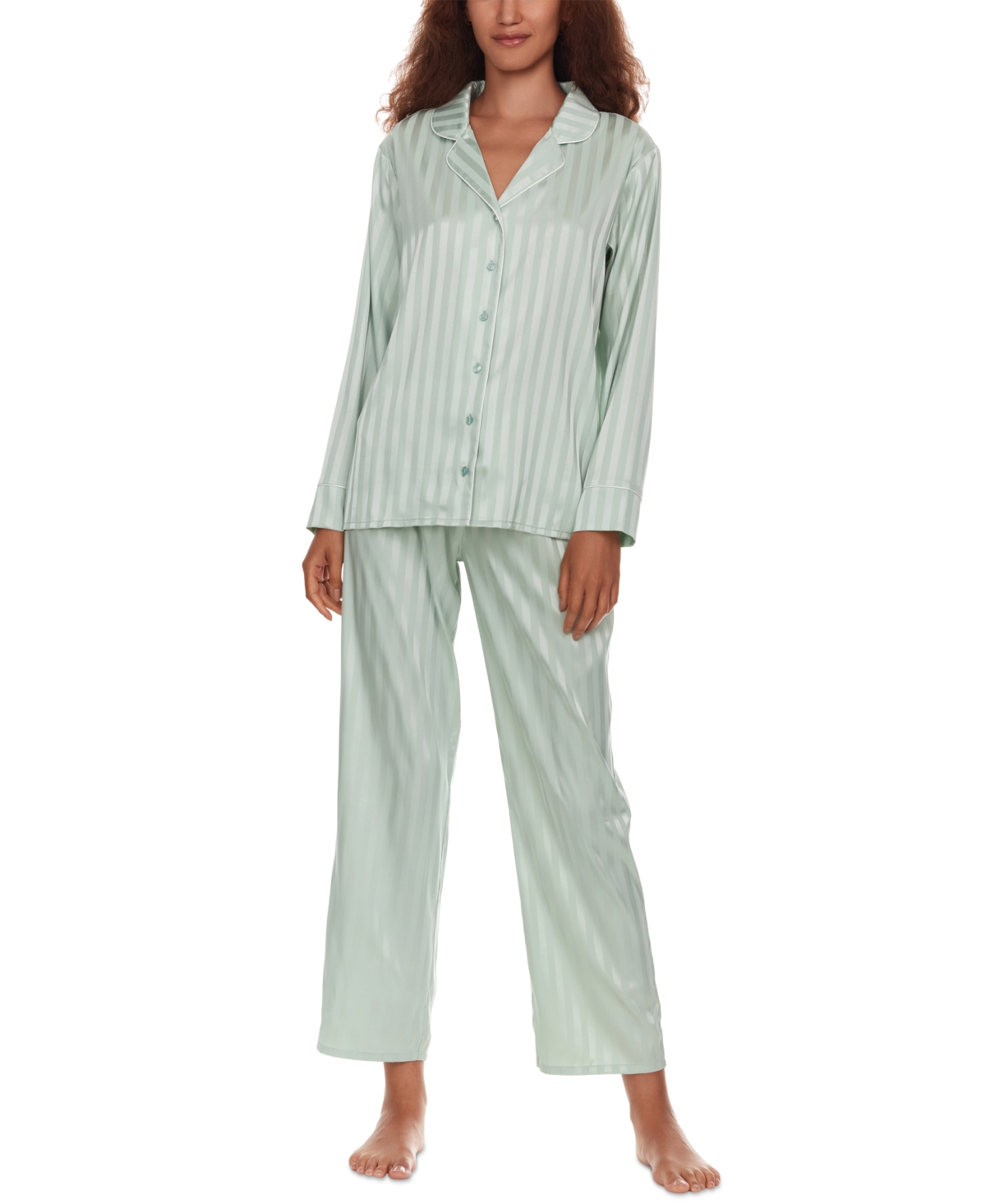Women's Angela 2-Pc. Shadow Striped Pajamas Set - Sage