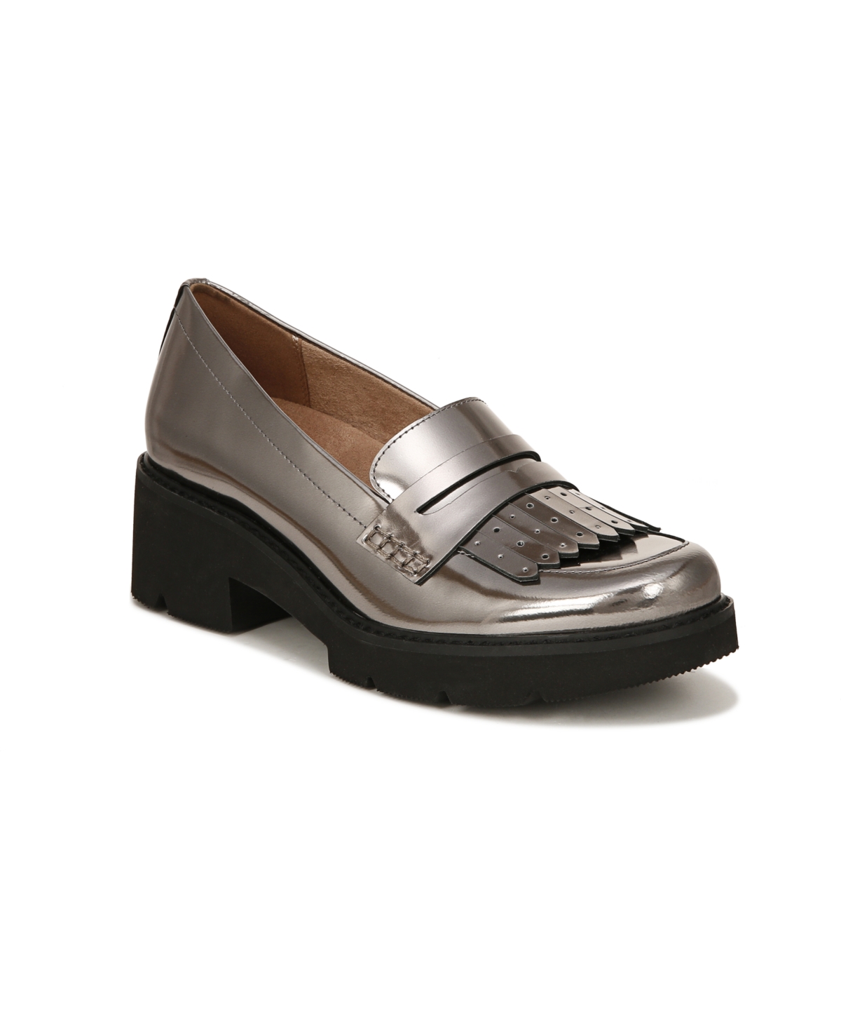Shop Naturalizer Darcy Lug Sole Loafers In Pewter Metallic Leather