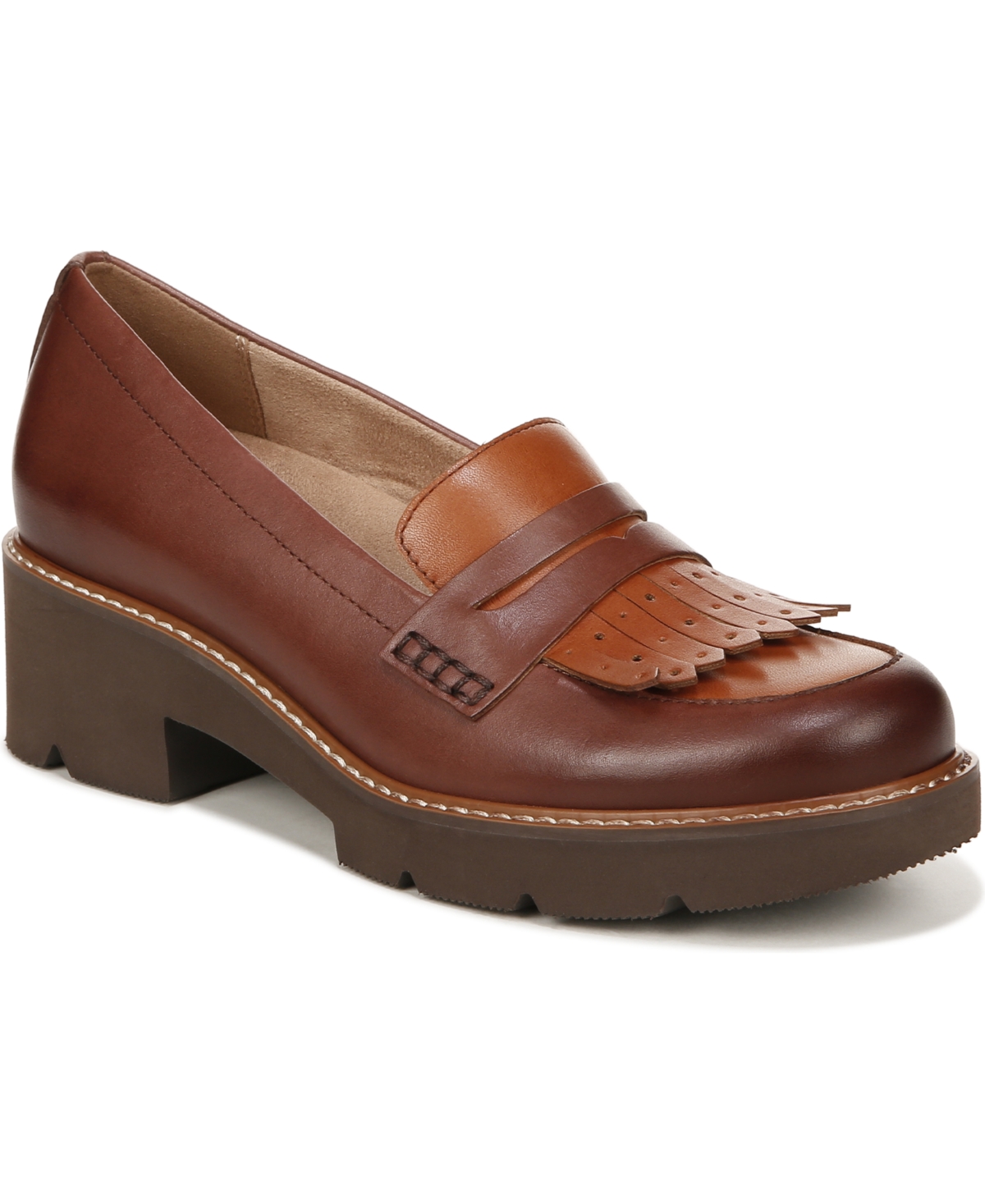 Naturalizer Darcy Lug Sole Loafers In Brown Multi Leather