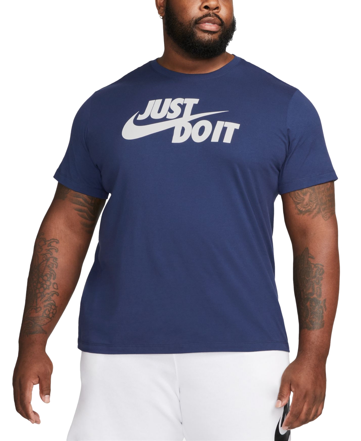 Shop Nike Men's Sportswear Just Do It T-shirt In Midnight Navy,white