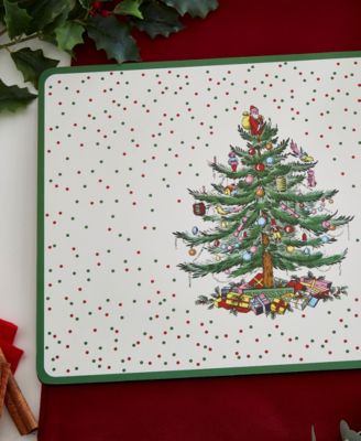 Christmas Tree Polka Dot Large Placemats, Set of 4