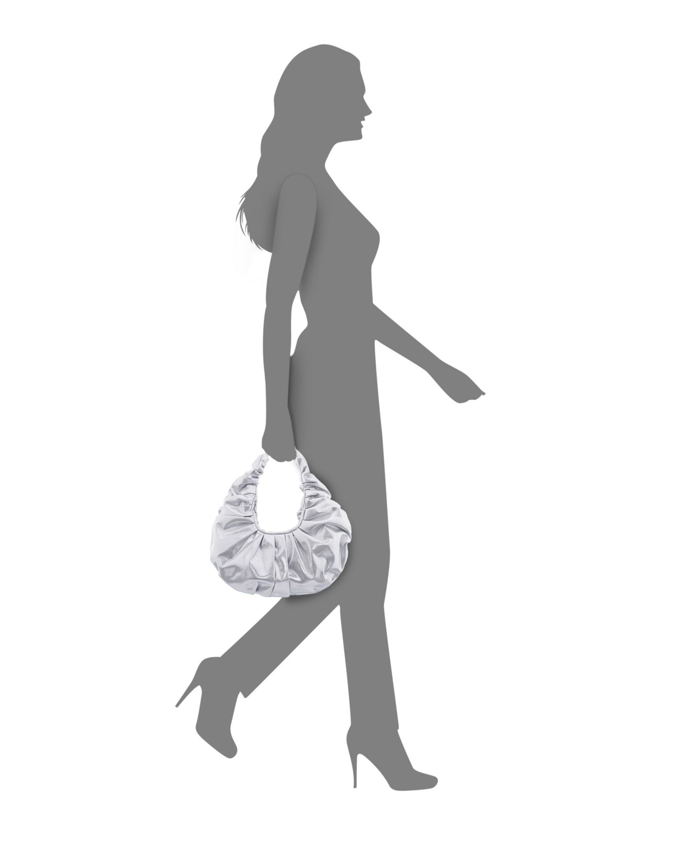 Женская сумка Nina Ruched Metallic Hobo, цвет: Серебряный — фото 7