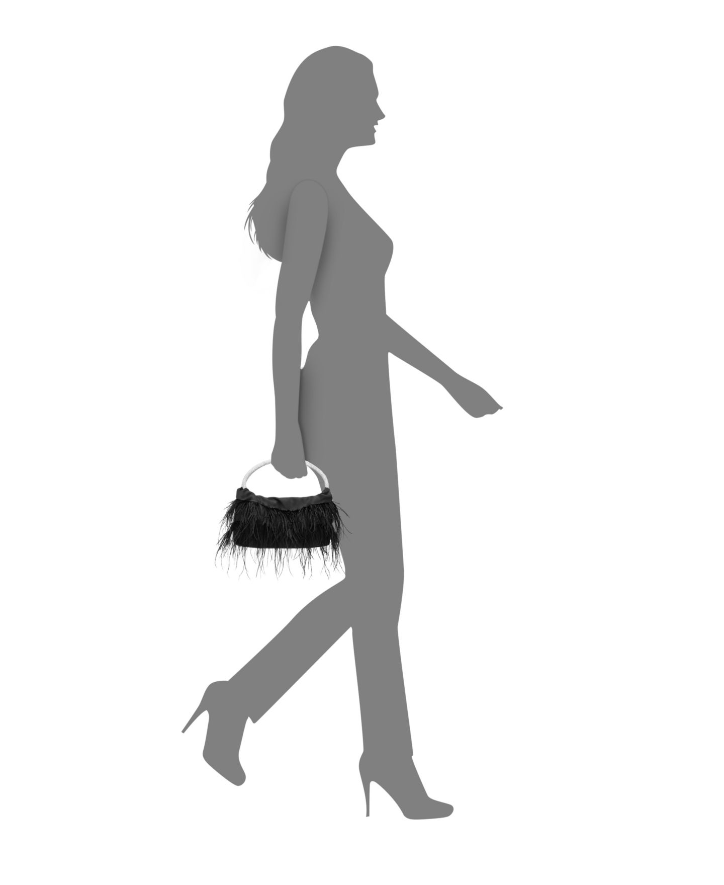Женская сумка Nina Crystal Handle Feather Pouch, цвет: Чёрный — фото 7