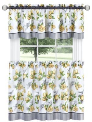 Country Lemons Complete Cafe Style Kitchen Curtain Tier & Valance Set