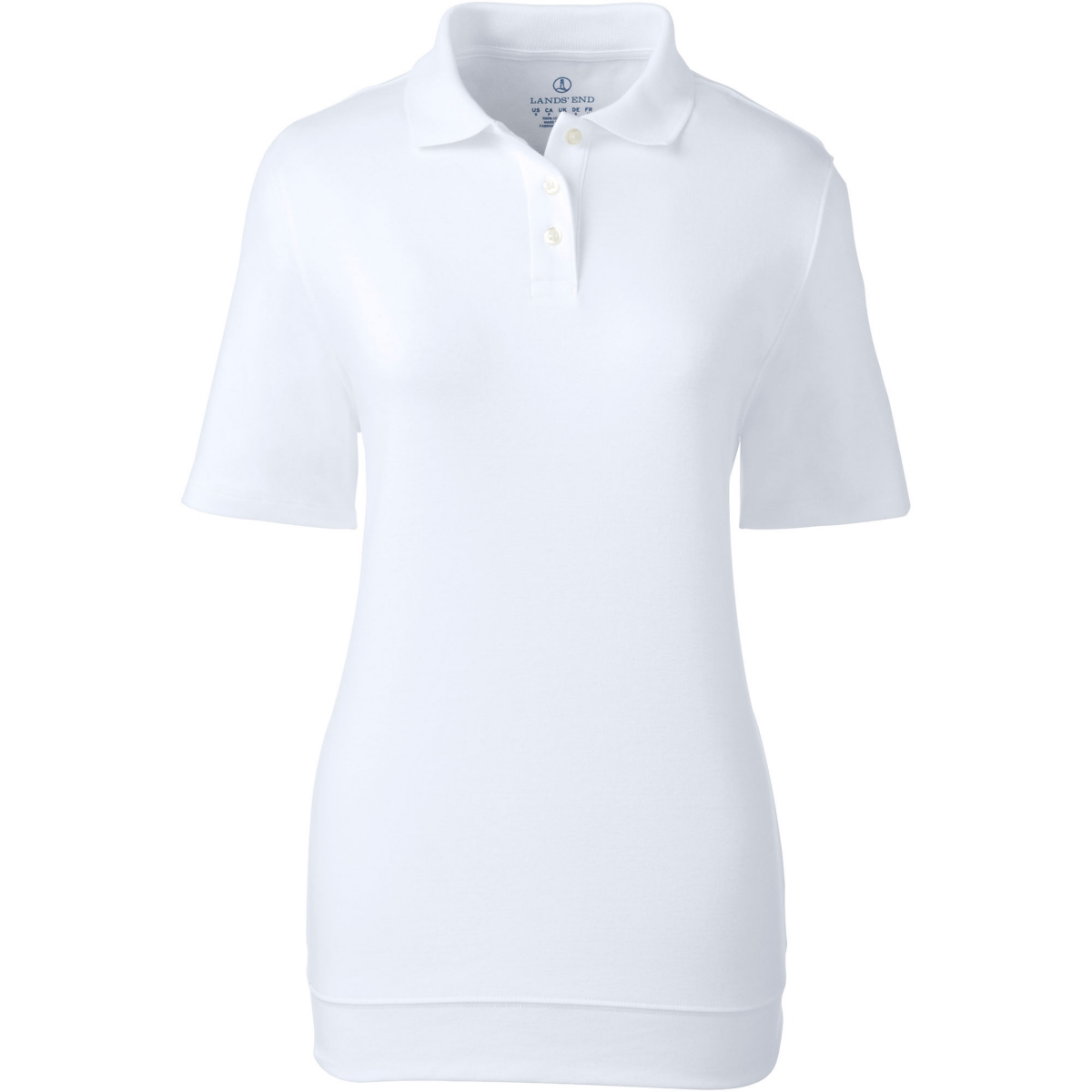 Women's School Uniform Short Sleeve Banded Bottom Polo Shirt - White