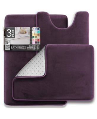 3 Piece Ultra Soft Non-Slip Plush Memory Foam Bath Rug Set - Small, Large & Contour