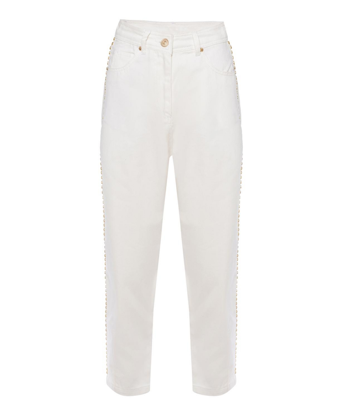 Women's Studded Mom Denim Pants - Ecru