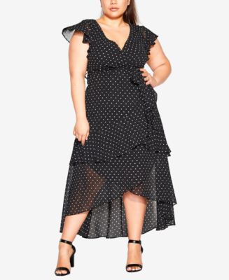 City Chic Plus Size Flirty Tier Print Maxi Dress - Macy's