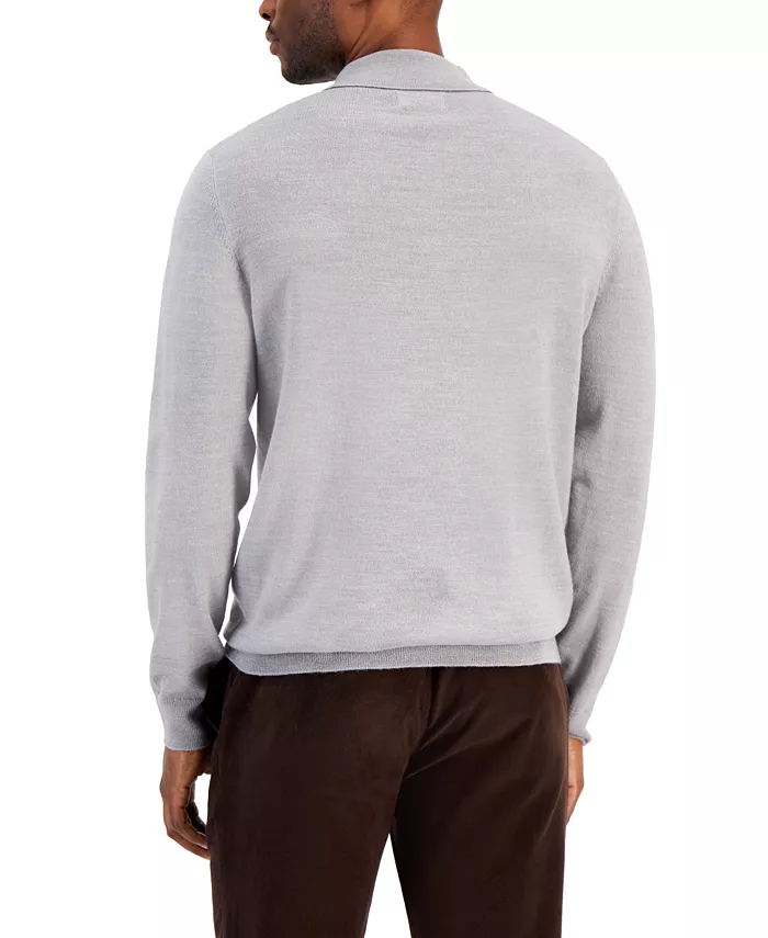 Men's Merino Wool Blend Polo Sweater - thumbnail 5