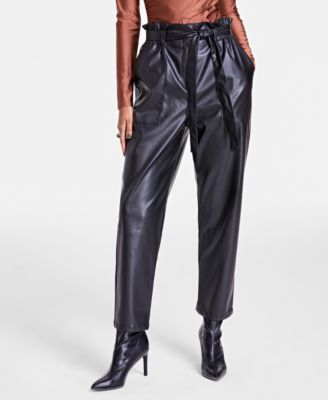 Bar III Women s Faux Leather Paperbag Pants Created for Macy s Macy s