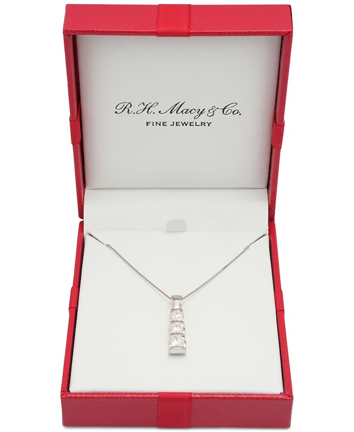 Macy's Diamond Graduated ThreeStone Pendant Necklace (1 ct. t.w.) in
