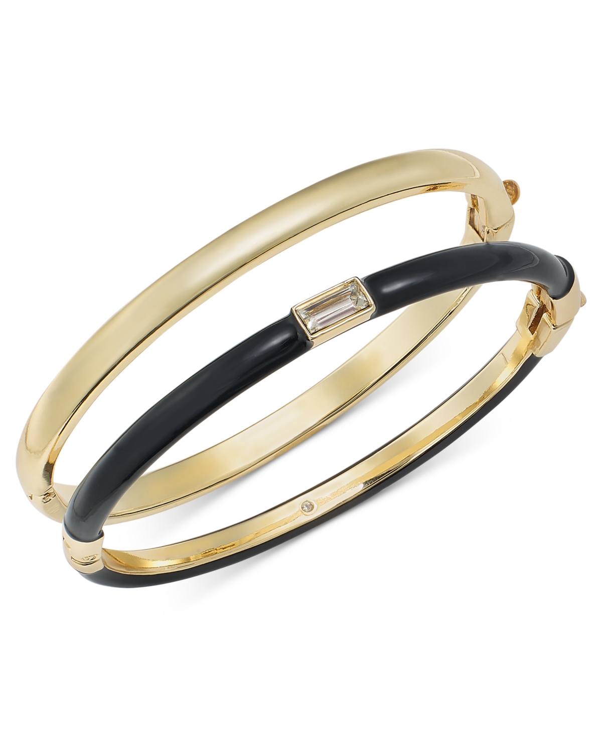 Gold-Tone 2-Pc. Set Enamel & Stone Hinge Bracelet, 2.3", Created for Macy's - Blue