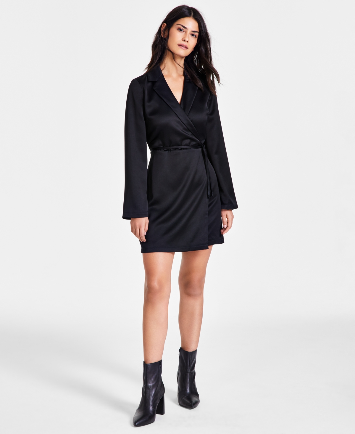 Bar Iii Women's Tuxedo Mini Dress, Created For Macy's In Deep Black